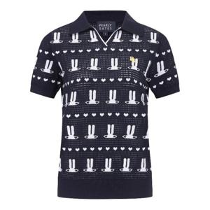 M 파리게이츠골프반팔티 NQC 521E2SR406_NA 여성 바니 하트 패턴 오픈 반팔 니트