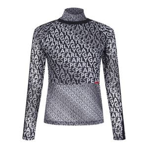 M 파리게이츠골프긴팔티 NQC 521D2TI707_BK 여성 로고 패턴 튤 슬리브리스 & 크롭 레이어