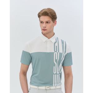 헤지스 골프 26SS 그린 남성 DTP 프린트 반팔 카라 티셔츠 HUTS6B317E5