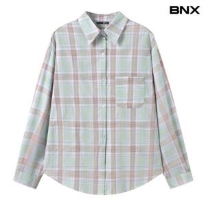 [BNX]빈티지 체크 카라 긴팔 셔츠 (BY1BL010L0)