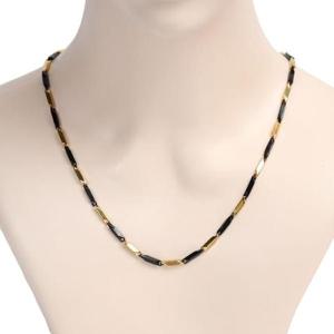 목걸이 써지컬스틸 대나무 골드+블랙 콤비 체인목걸이