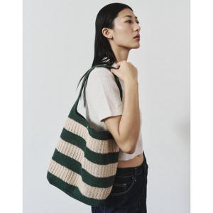 그린 스트라이프 라피아 숄더백 HIBA6E803E2
