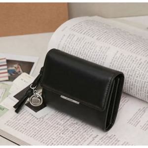 [질스튜어트핸드백][지폐수납가능] 뉴트 블랙 소가죽 슬림 3단 반지갑 JAWA6E611 BK