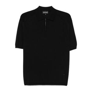 엠포리오아르마니 블랙 하프 집업 반팔 폴로 셔츠 EM003383 AF1