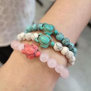 불교용품 핑크색상 원석팔찌 거북이팔찌 비즈팔찌 풍수용품