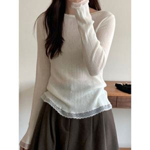 [예쎄][귈림] 레이스 포인트 슬림 골지 니트(G6SKN034P)