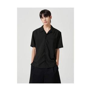 에잇세컨즈 8SECONDS 강연사 오픈카라 반소매 셔츠 블랙 (424765AY25) 424765AY25 405338