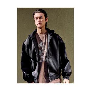 에잇세컨즈 8SECONDS 페이크 레더 후드 블루종 블랙 45523ZDQA5 405218