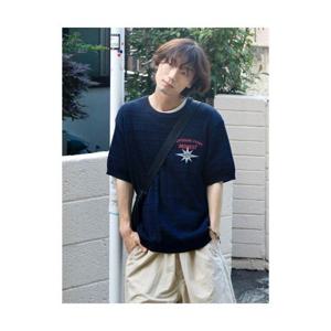 에잇세컨즈 8SECONDS 미니 프린트 조직 반소매 니트 네이비 (264751CY1R) 264751CY1R 405443