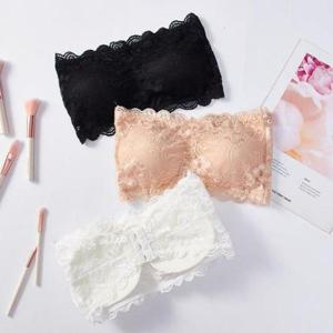 심리스 키밍 레이스 튜브탑 오프숄더 노와이어 브라