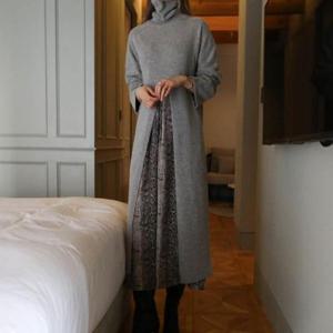 니트폴라 잇탬 앞절개 폴라 니트원피스 롱니트원피스 W25296