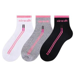 쿠션양말 에어워크 여성 핑크라인 이중바닥 단목 양말 2족