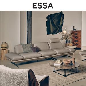 [에싸] 카미노 컴팩트 4인 베티버 천연 면피 통가죽 소파+스툴