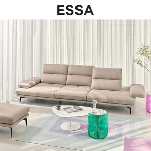 [에싸] 마제티 4인 스윙기능 베티버 천연 면피 통가죽 소파+스툴