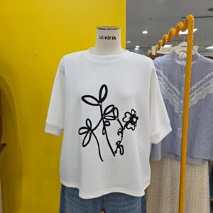 르피타 DP01 꽃  레터링티셔츠 L262BTS407