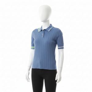 지포어 코튼 -블렌드 리브 숏 슬리브 스웨터 폴로 G4LF23S800-SLA 여성 370294