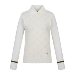 [팬텀][팬텀골프] 여성 로고 자카드 카라 니트 221E3SR267_WH