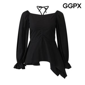 GGPX  스트링 홀터넥 러플 블라우스 (GQ3SH035F)