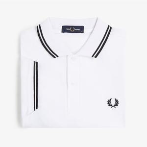 [M3600] 트윈 팁 프레드페리 셔츠 - 화이트/블랙 AFPM2G93600-200