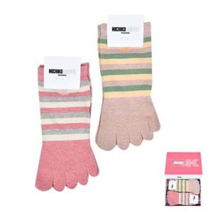 미치코런던 컬러 스트라이프 여성 패션 발가락 양말 5켤레