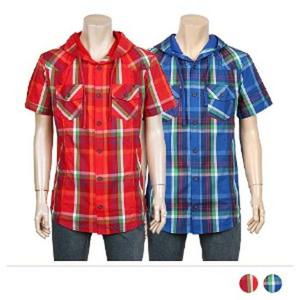 MS24006 브로스 후드 체크 반팔 남방 셔츠