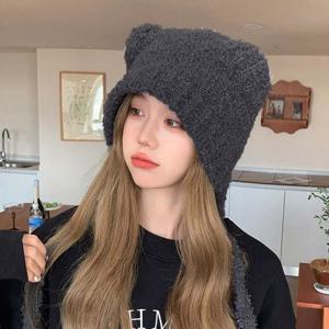 니트 겨울 곰돌이 끈모자 후드 뽀글이 후드모자 넥워머