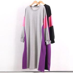 [강물처럼]빅사이즈사랑해요 8365L009 라인 엣지 롱 원피스 WW (