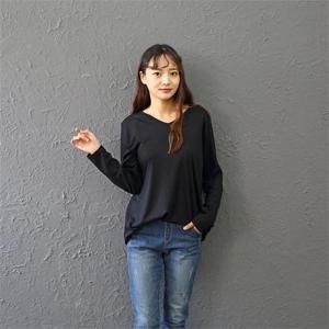 [강물처럼]아이우먼 심플 브이 긴팔 티셔츠 WWw076M009 빅사이즈