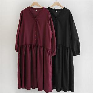 [강물처럼]빅사이즈사랑해요 8600L009 럭셔리셔링코튼원피스 TM