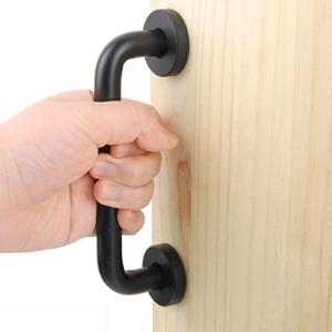 모던 심플 간편 설치 유로캡 문손잡이 128mm 흑색 가구손잡이