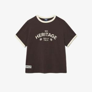 휠라반팔티 GQT FS2RSH2152F-BRN 헤리티지 그래픽 링거티