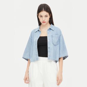 [시슬리]반팔 크랍 데님 셔츠형 자켓_SADKF1631