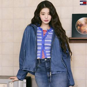 [26SS 장원영PICK]타미진스 여성 스몰로고 후드 샴브레이 데님자켓 T32G1NJC40TWT1-B