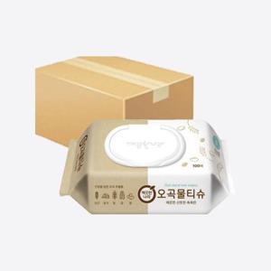 [옐루맘][엘루맘] 깨끗한나라 오곡 물티슈 캡형 100매 24개 (323