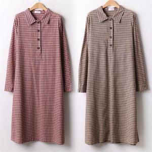 [강물처럼]위쉬몰 CH 쿠키체크반오픈원피스(A763H009) 빅사이즈