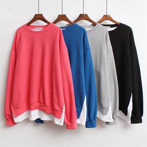 [강물처럼]빅사이즈사랑해요 6633L009 옆 절개 배색 맨투맨 GG (