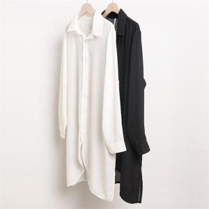 [강물처럼]빅사이즈사랑해요 0407RL009 절개 쉬폰 롱블라우스 HG