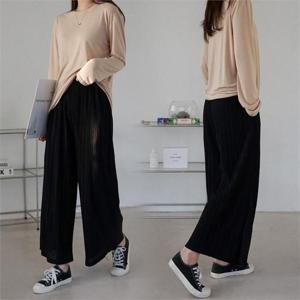 [강물처럼]위쉬몰 EM 잔플리츠와이드팬츠(B012H009) 빅사이즈 (5