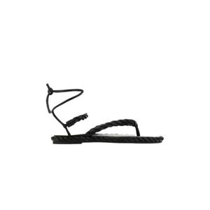 발렌티노 나파 레더 로프 통 샌들 블랙 S0Y15GWJ0NO