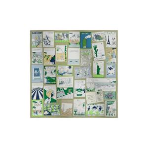 에르메스 옹 에 비앙 이시 스카프 90 실크 트윌   카키 블랑 블루 글라시에 H004298S04