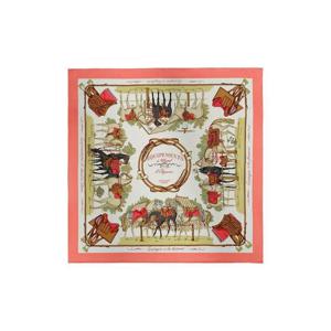 에르메스 에키프망 아 슈발 쉬르 렐레강스 스카프 70 실크   로즈 그리 뻬를르 베쥬 도레 H984349S05