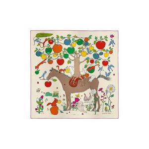 에르메스 르 포미에 셀리에 스카프 90 실크 트윌   크렘 베르 멀티꼴로르 H004307S08