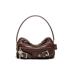 아크네 카메로 파티 버클 지퍼 레더 숄더 백 C10307