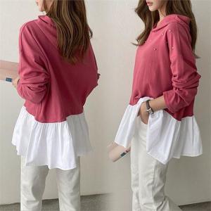 [강물처럼]위쉬몰 IL 펄배색셔링후드긴팔티(B007H009) 빅사이즈