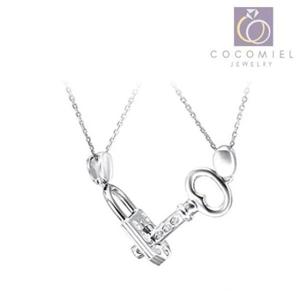 각인커플목걸이 자물쇠열쇠 커플 우정 은목걸이 실버목걸이 패 CN-6