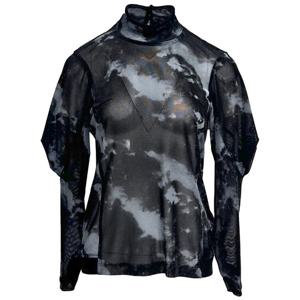 [데시데]물나염 벨벳메쉬 하이넥 블라우스 DPW111