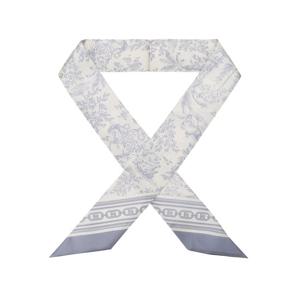 [헤지스ACC][백화점BEST] HISC6E313B1_여성 블루 로고프린트 실크 쁘띠 스카프