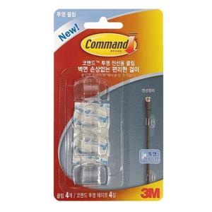 3M 코맨드 투명 전선용 클립 17017 전선정리 벽걸이