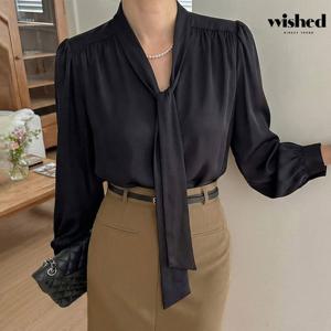 [위시드]셔링 타이넥 긴팔 블라우스 (WIDABL007)