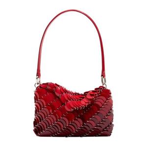 파코라반 스캘럽 가죽 스케일 숄더백 26ESS0486CLF498 M640 RED